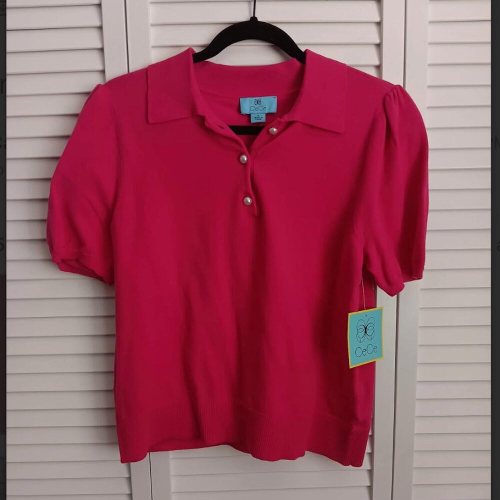Puff Sleeve Hot Pink Sweater NWT